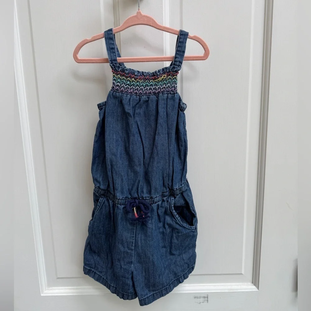 Cat & Jack XS (4/5) Blue Multicolor Design Denim Romper